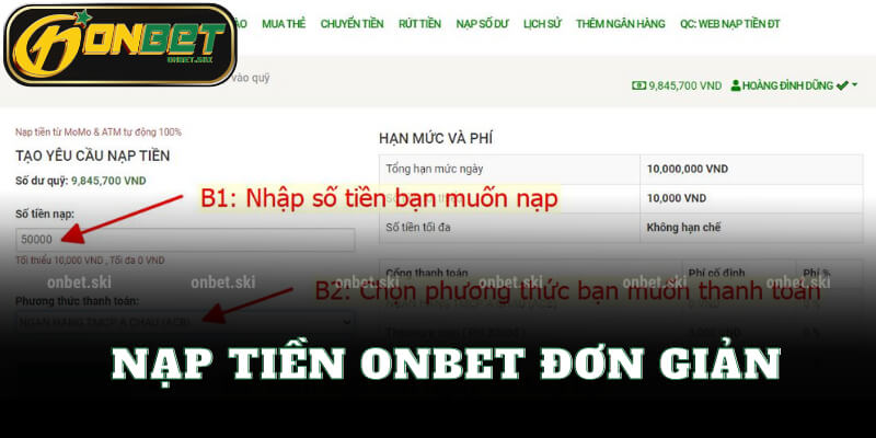 Nạp Tiền Onbet Đơn Giản